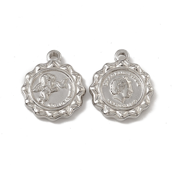 

PandaHall 201 Stainless Steel Pendants, Flat Round with Angel Charm, Stainless Steel Color, 22.5x19x3mm, Hole: 2mm 201 Stainless Steel Flat...