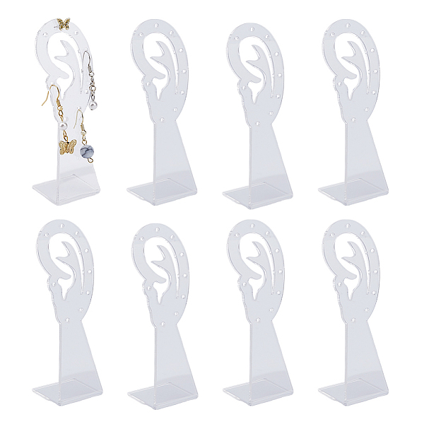 

PandaHall Ear Shape Transparent Acrylic Earring Display Stands, Tabletop Earring Stud Organizer Holder, Clear, 3.05x2.9x10cm, Hole: 2.5mm...