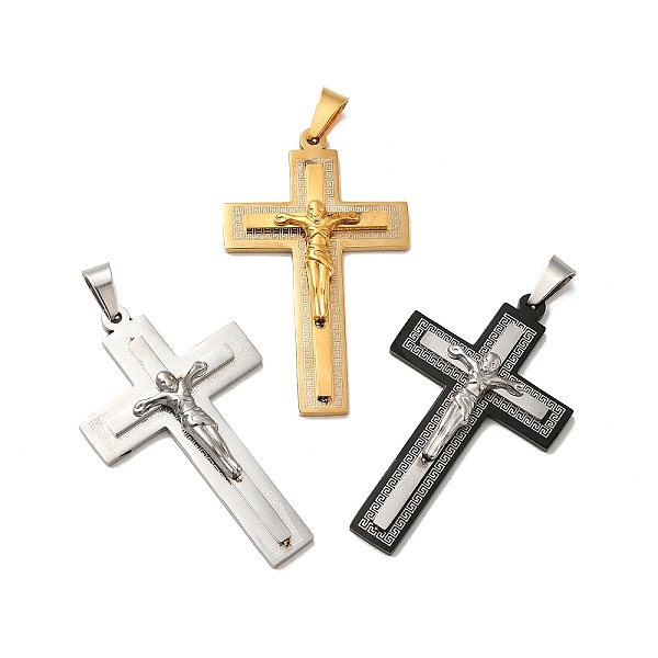 

PandaHall Vacuum Plating 304 Stainless Steel Big Pendants, Crucifix Cross, Mixed Color, 54x33x6mm, Hole: 8mm 304 Stainless Steel Cross