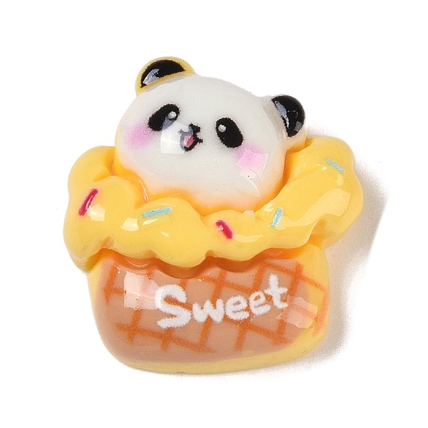 

PandaHall Desserts Theme Opaque Resin Decoden Cabochons, Panda, Gold, 19.5x18.5x7mm Resin Panda Gold