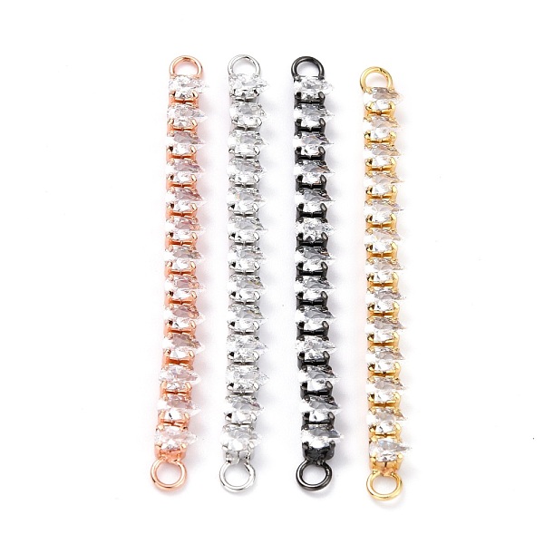 

PandaHall Brass Clear Teardrop Cubic Zirconia Links Connectors, Long-Lasting Plated, Rectangle, Mixed Color, 58x3.5~5x3mm, Hole: 2.5mm...
