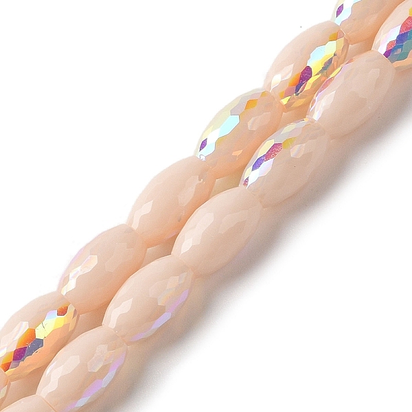 

PandaHall AB Color Plated Electroplate Beads Strands, Faceted, Oval, PeachPuff, 10x6mm, Hole: 1.2mm, about 60pcs/strand, 24.02''(61cm) Glass..., Brown