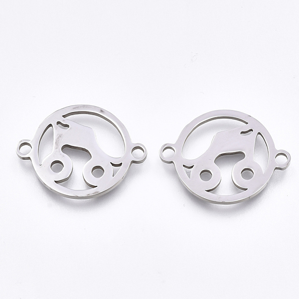 

PandaHall 201 Stainless Steel Links connectors, Laser Cut Links, Flat Round with Baby Carriage, Stainless Steel Color, 15x19.5x1mm, Hole...