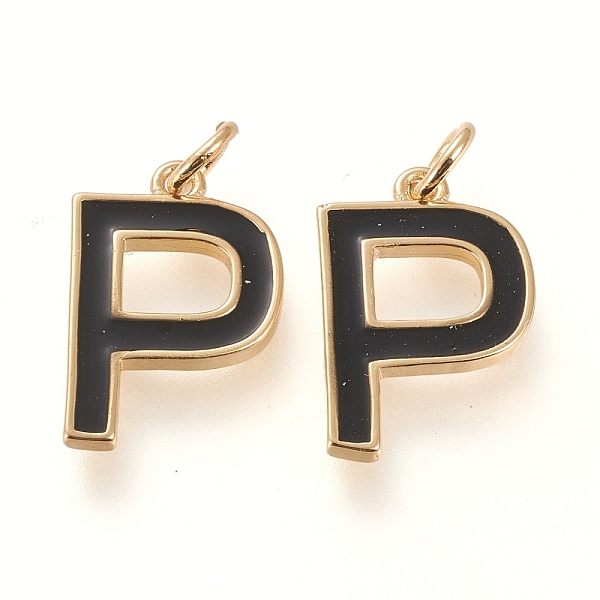 

PandaHall Brass Enamel Pendants, with Jump Ring, Long-Lasting Plated, Real 18K Gold Plated, Letter.P, Black, Letter.P, P: 17x11.5x1.8mm...