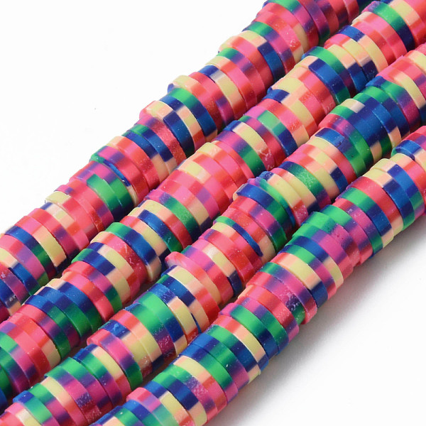 

PandaHall Handmade Polymer Clay Beads Strands, for DIY Jewelry Crafts Supplies, Heishi Beads, Disc/Flat Round, Colorful, 6x0.5~1mm, Hole...