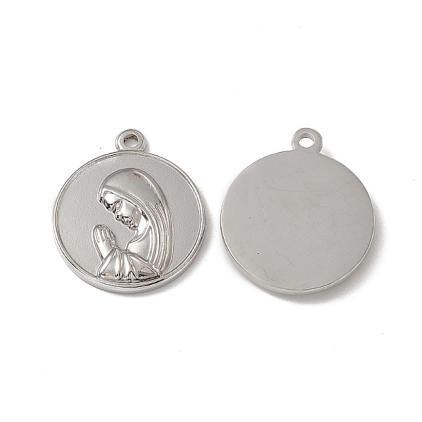 

PandaHall 201 Stainless Steel Pendants, Flat Round with Nun Charm, Stainless Steel Color, 23.5x20x3mm, Hole: 2mm 201 Stainless Steel Flat...