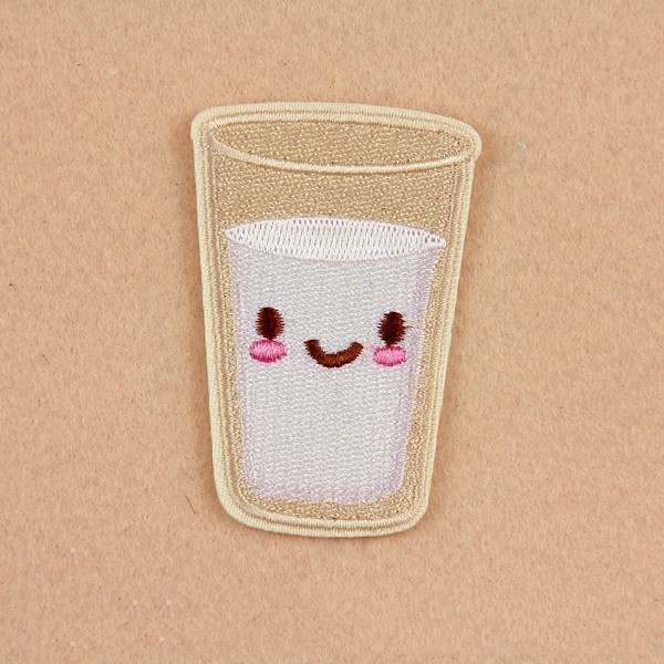 PandaHall Computerized Embroidery Cloth Iron on/Sew On Patches, Costume Accessories, Appliques, Milk, White, 60x41mm Cloth Others White