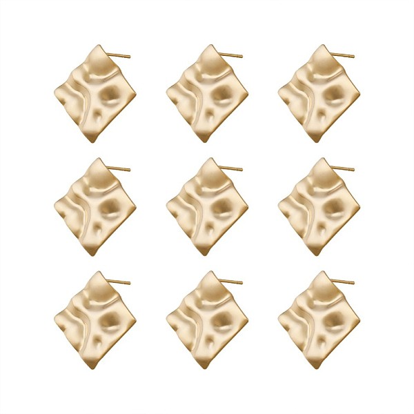 

PandaHall Brass Stud Earring Findings, with Loop, Rhombus, Real 18K Gold Plated, 25x25mm, Hole: 2.5mm, pin: 0.8mm Brass Rhombus