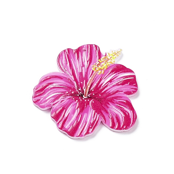 

PandaHall Double-sided Printed Opaque Acrylic Pendants, Flower, Camellia, 36.5x39x2.4mm, Hole: 1.5mm Acrylic Flower Pink