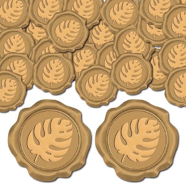 

PandaHall CRASPIRE 100Pcs Bronze Wax Seal Stickers Palm Leaf Vintage Wedding Invitations Envelope Sealing Label Decal Self Adhesive for Gift..., Gold