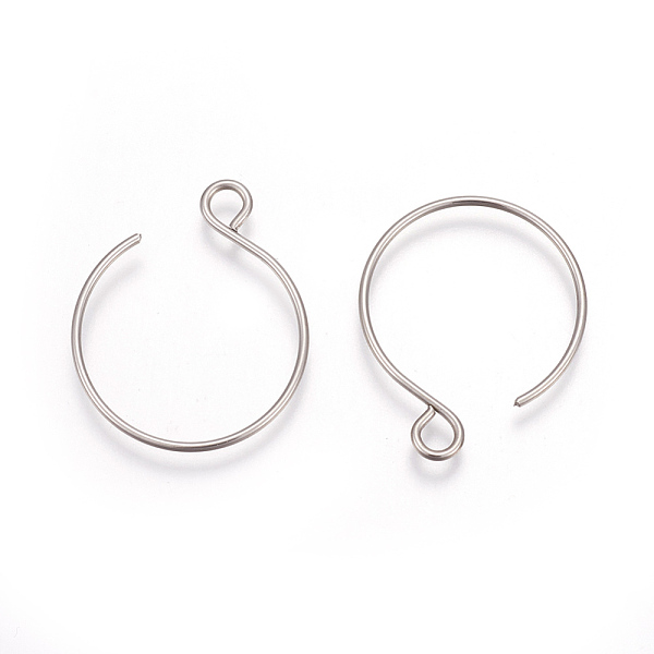 PandaHall 304 Stainless Steel Earring Hooks, Ear Wire, with Horizontal Loop, Stainless Steel Color, 22x18mm, Hole: 2.5mm, Pin: 0.8mm 304...