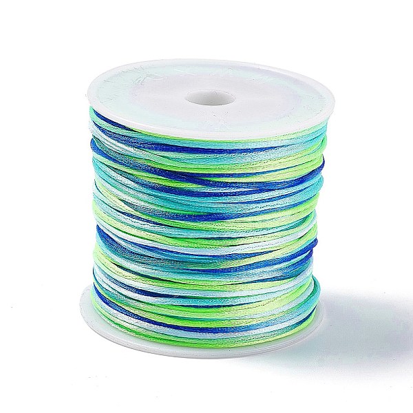 

PandaHall Segment Dyed Nylon Thread Cord, Rattail Satin Cord, for DIY Jewelry Making, Chinese Knot, Green, 1mm Nylon Green