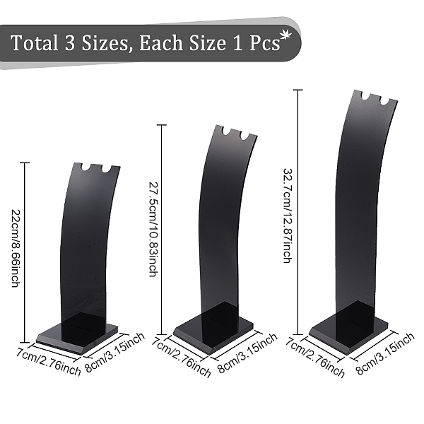 3шт 3 размера непрозрачные акриловые стойки для ожерелья