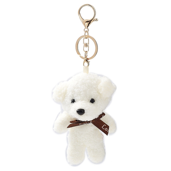 

PandaHall Cute Cotton Keychain, with Iron Key Ring, for Bag Decoration, Keychain Gift Pendant, Dog, 19.5cm Cotton Dog White