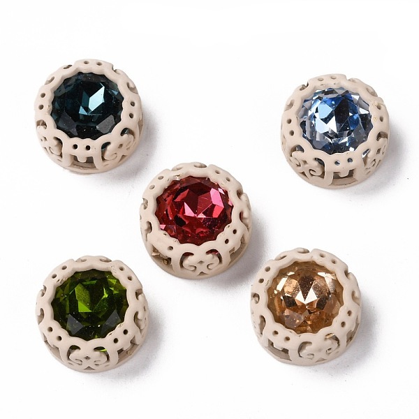 

PandaHall Sew on Rhinestone, Glass Rhinestone, with Brass Findings, Garments Accessories, Flat Round, Mixed Color, Linen, 12.5x6.5mm, Hole..., Brown