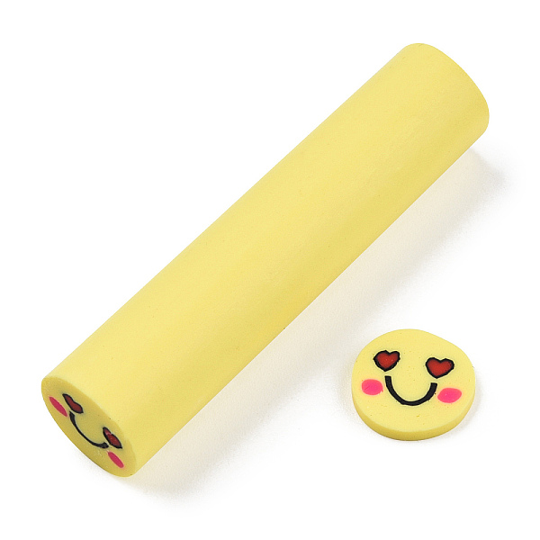 

PandaHall Handmade Polymer Clay Nail Art Decoration, Fashion Nail Care, No Hole Tubes, Column with Smiling Face Pattern, Yellow...