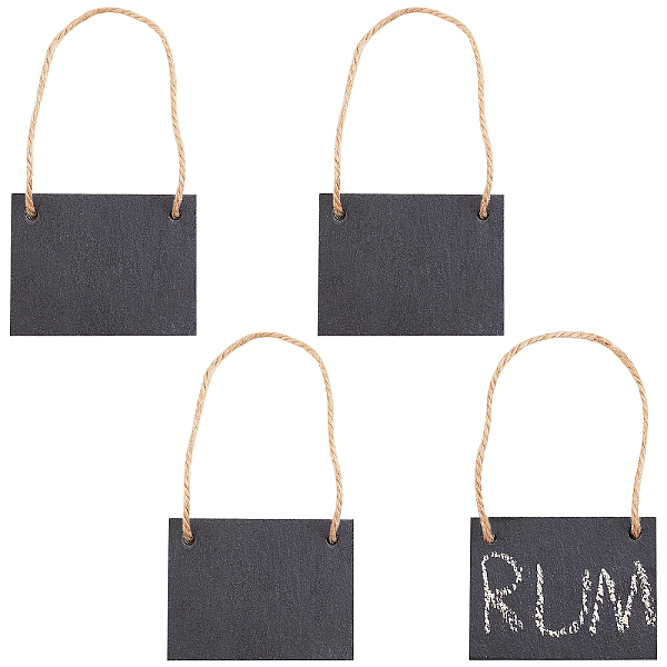 

PandaHall CHGCRAFT 4Pcs Barrel Shaped Slate Decanter Tag Custom Liquor Decanter Tags Liquor Decanter Hanging Labels with Hemp Rope for Wine..., Black