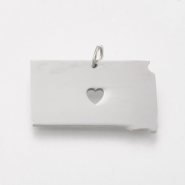 

PandaHall 201 Stainless Steel Pendants, Map of South Dakota, Stainless Steel Color, 16x25x1mm, Hole: 3mm 201 Stainless Steel Others