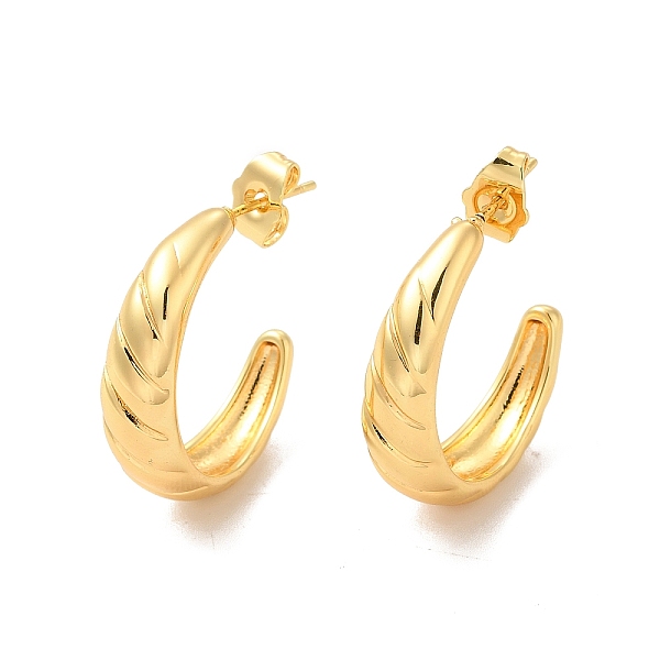 

PandaHall Rack Plating Brass Croissant Stud Earrings for Women, Lead Free & Cadmium Free, Real 18K Gold Plated, 27mm, Pin: 0.8mm Brass Round