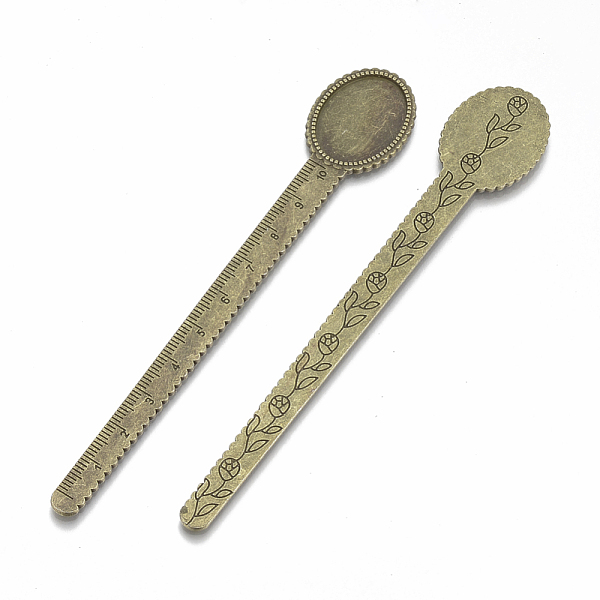 

PandaHall Tibetan Style Alloy Cabochon Setting, Cadmium Free & Lead Free, Ruler/Bookmarks, Antique Bronze, Tray: 25x18mm, 135x23x2mm, about...