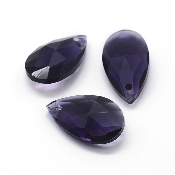 

PandaHall Faceted Glass Pendants, Teardrop, Purple, 22x13x8.5mm, Hole: 1mm Glass Teardrop Purple