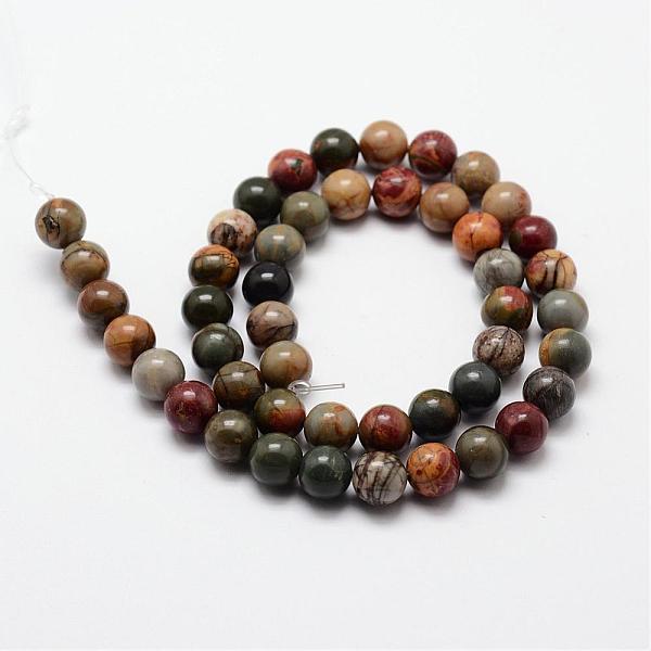 

PandaHall Natural Polychrome Jasper/Picasso Stone/Picasso Jasper Bead Strands, Round, 10mm, Hole: 1mm, about 19pcs/strand, 7.7 inch Picasso...