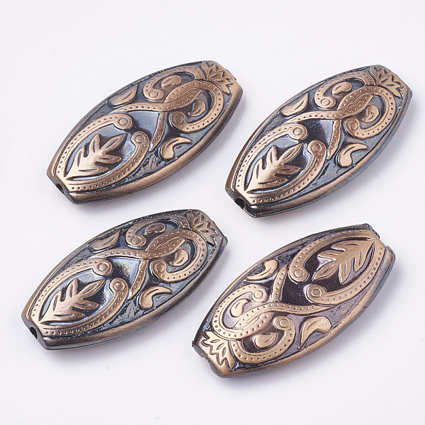 

PandaHall CCB Plastic Beads, Drawbench, Oval, Red Copper, 39x20x7mm, Hole: 2mm, about 140pcs/500g Plastic Oval Red