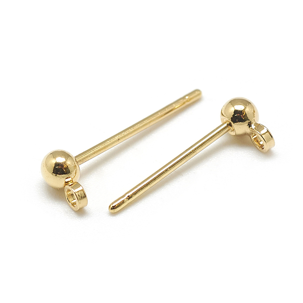 

PandaHall Brass Stud Earring Findings, Real 18K Gold Plated, 15x5x3mm, Hole: 1mm, Pin: 0.7mm Brass Others