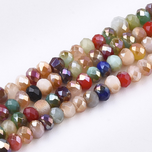 

PandaHall Electroplate Glass Beads Strands, AB Color, Faceted, Rondelle, Mixed Color, 3x2mm, Hole: 1mm, about 192~195pcs/strand, 16.1 inch..., Multicolor
