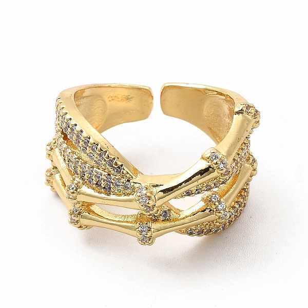 

PandaHall Clear Cubic Zirconia Bamboo Criss Cross Open Cuff Ring, Brass Jewelry for Women, Golden, US Size 7 1/4(17.5mm) Brass+Cubic...