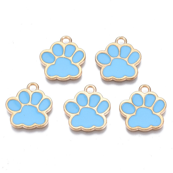 

PandaHall Alloy Enamel Pendants, Cadmium Free & Lead Free, Dog Paw Prints, Deep Sky Blue, 17.5x16x1.5mm, Hole: 2mm Alloy+Enamel Others