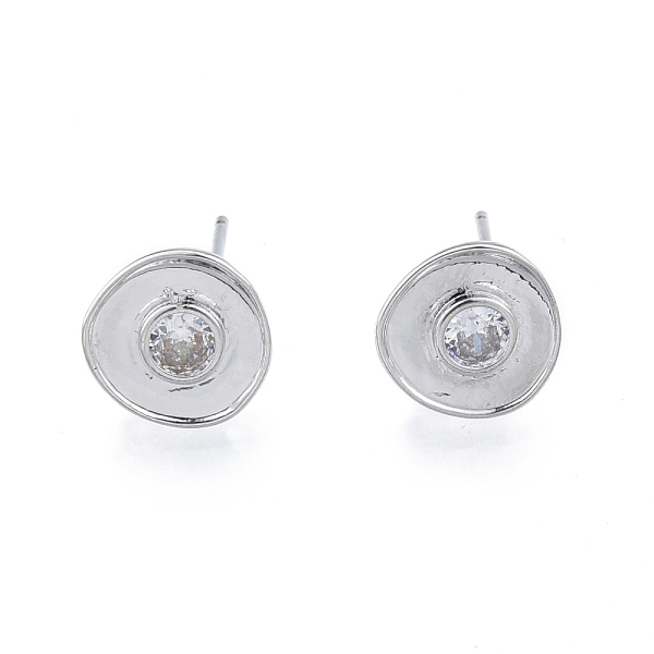 

PandaHall Brass Clear Cubic Zirconia Stud Earring Findings, with Vertical Loops, Flat Round, Platinum, 10.9x11mm, Hole: 1.4mm, Pin: 0.8mm...
