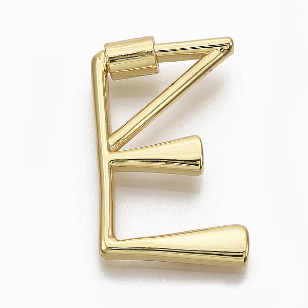 

PandaHall Brass Screw Carabiner Lock Charms, for Necklaces Making, Real 18K Gold Plated, Nickel Free, Letter.E, 33x19.5x2.5mm Brass Letter E