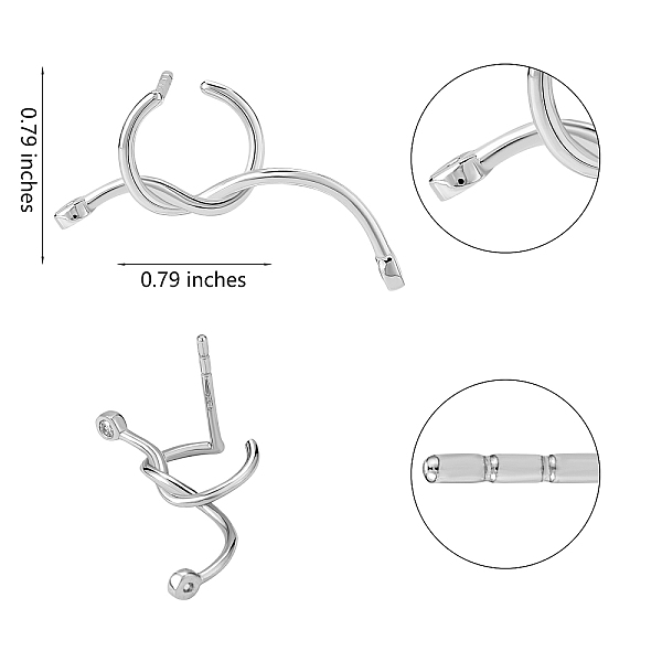 Pendientes De Botón Con Nudo Retorcido De Plata Esterlina Chapada En Rodio Antideslustre Para Mujer