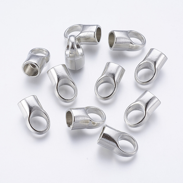 

PandaHall Brass Cord Ends, Cadmium Free & Lead Free, Platinum Color, 12x19mm, Hole: 8mm, Inner Diameter: 8mm Alloy