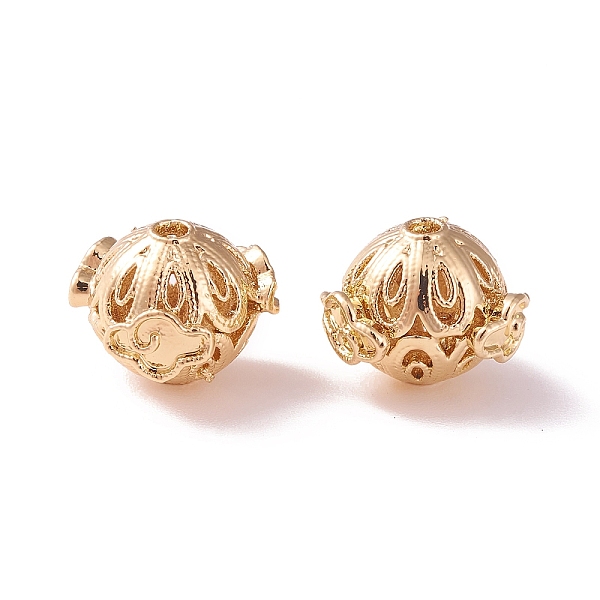 

PandaHall Brass Hollow Beads, Round with Cloud, Golden, 11.5x12x9.5mm, Hole: 1.6mm Brass Round