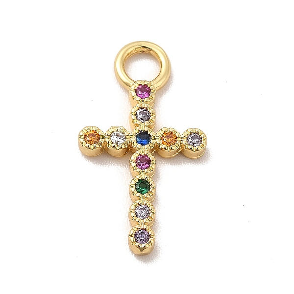 

PandaHall Rack Plating Brass Micro Pave Cubic Zirconia Pendants, Cadmium Free & Lead Free, Long-Lasting Plated, Religion Cross Charm, Real...