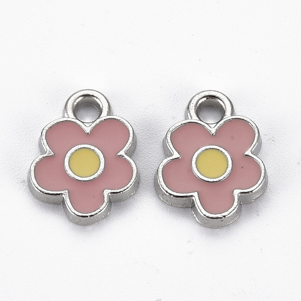 

PandaHall Rack Plating Alloy Enamel Charms, Cadmium Free & Lead Free, Platinum, Flower, Salmon, 15x12x2mm, Hole: 2mm Alloy+Enamel Flower Red