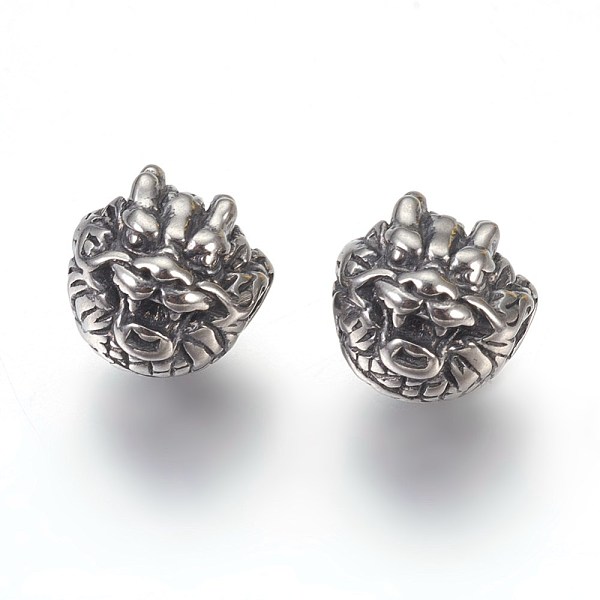 

PandaHall 304 Stainless Steel Beads, Dragon, Antique Silver, 10x10x10mm, Hole: 2mm 304 Stainless Steel Dragon