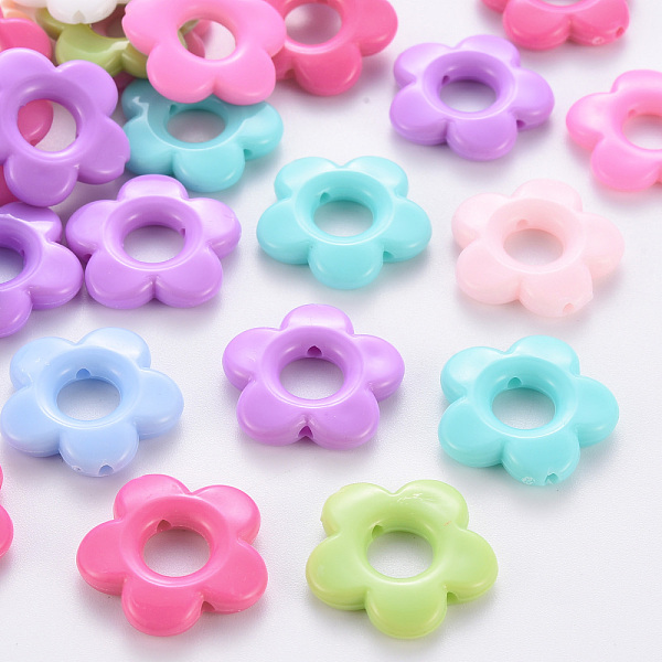 

PandaHall Opaque Acrylic Bead Frames, Flower, Mixed Color, 19x20x3.5mm, Hole: 1.6mm, Inner Diameter: 6.5mm, about 632pcs/500g Acrylic Flower..., Multicolor