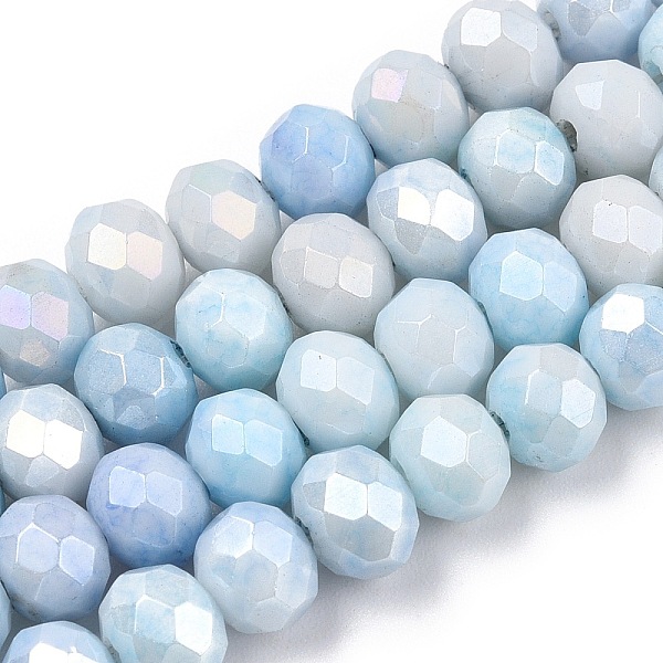 

PandaHall Faceted Electroplated Glass Beads Strands, AB Color Plated, Abacus, Light Blue, 6x5mm, Hole: 1.2mm, about 88~89pcs/strand, 17.05...