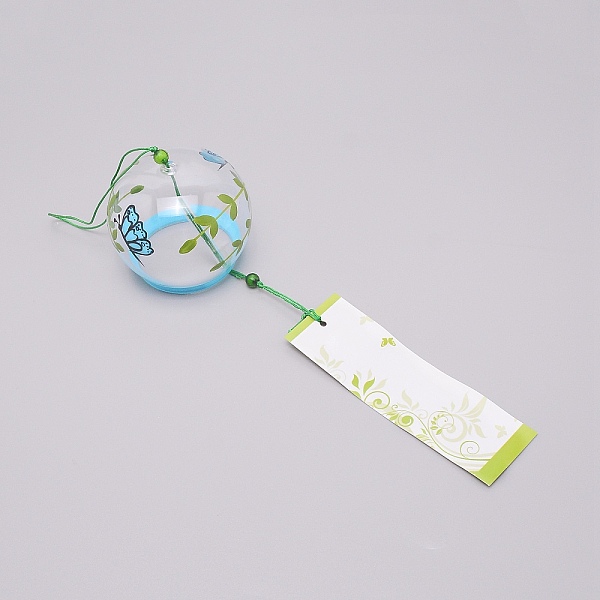 

PandaHall Japanese Round Painting Glass Wind Chimes, with Polyester Cord, Plastic Beads, Rectangle Paper Card, Butterfly Farm, 400mm Glass..., Multicolor