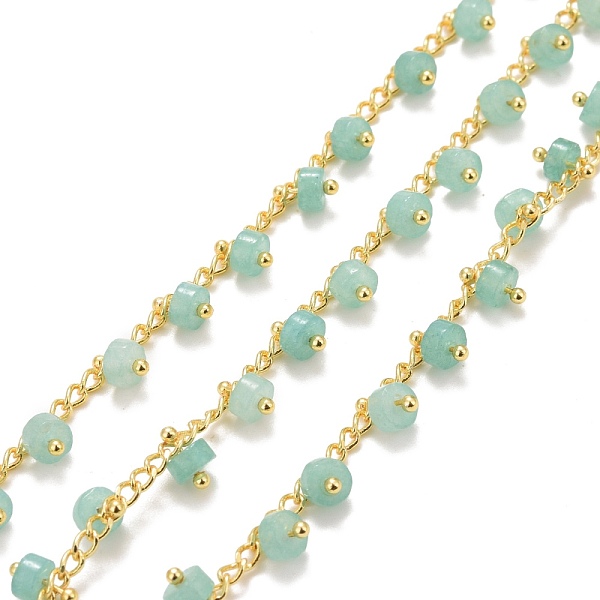 

PandaHall Natural Flower Amazonite Beaded Chains, with Ion Plating(IP) Brass Chain, Long-Lasting Plated, Soldered, 3x2x0.5mm Flower...