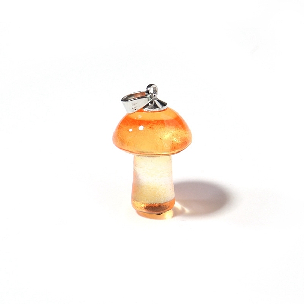 

PandaHall Lampwork Pendants, Mushroom Charms, Platinum, Orange, 25x15mm Lampwork Mushroom Orange
