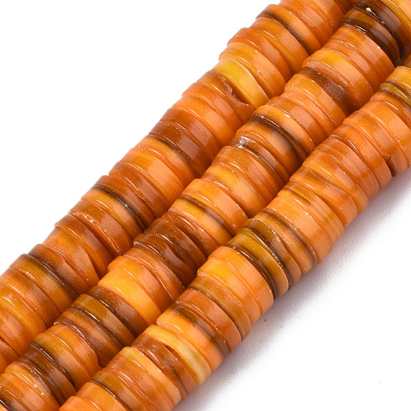 

PandaHall Natural Freshwater Shell Beads Strands, Dyed, Heishi Beads, Flat Round/Disc, Dark Orange, 8x1mm, Hole: 0.8mm, about 196pcs/strand...