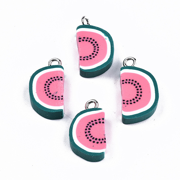 

PandaHall Handmade Polymer Clay Pendants, with Platinum Iron Findings, Watermelon, Green & Red, 18.5x10x4.5mm, Hole: 1.8mm Polymer Clay...
