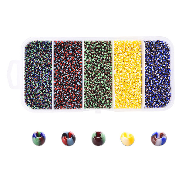 

PandaHall 12/0 Opaque Colours Seep Glass Beads, Round Seed Beads, Mixed Color, 12/0, 1.5~2x2mm, Hole: 0.5mm, 5 colors, 18g/color, 90g/box..., Multicolor