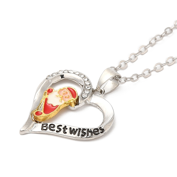 

PandaHall Heart with Word Best Wishes Zinc Alloy Pendant Necklaces for Christmas, Santa Claus, 18.50 inch(47cm) Alloy Santa Claus Red