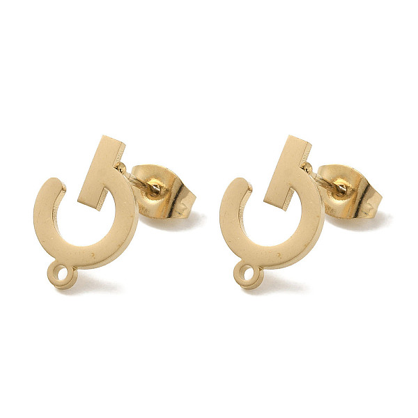 

PandaHall Ion Plating(IP) 304 Stainless Steel Studs Findings, Letter G, Golden, 13x9mm, Hole: 1.2mm, Pin: 11x0.7mm 304 Stainless Steel...