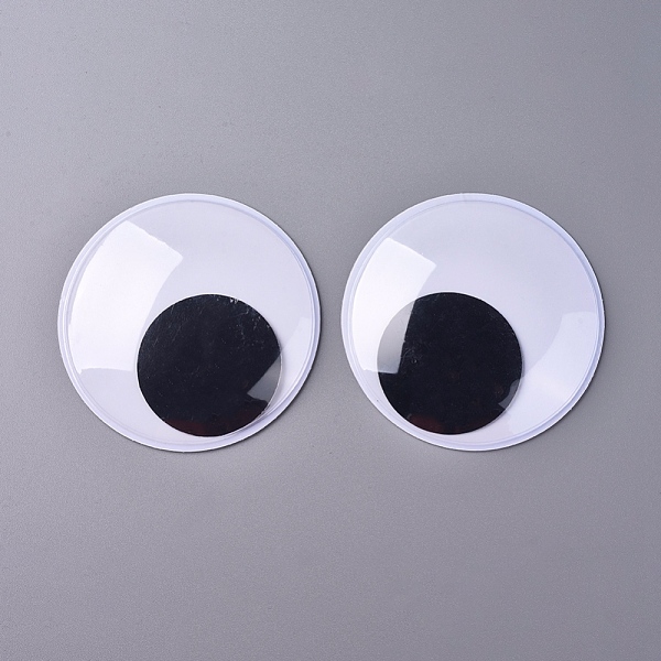 PandaHall Black & White Wiggle Googly Eyes Cabochons, DIY Scrapbooking Crafts Toy Accessories, 100x15mm Plastic Half Round White